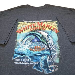 2018 White Marlin Open Size XL Mens Gray Double Side T-Shirt 45th Annual Fishing